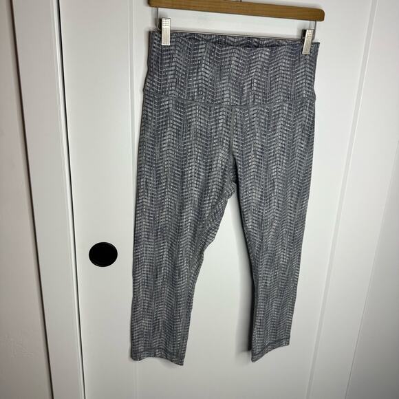 Lululemon Wunder Under Crop Hi-Rise 21" Luon Arrow Jacquard Battleship Size 10 - Picture 2 of 5